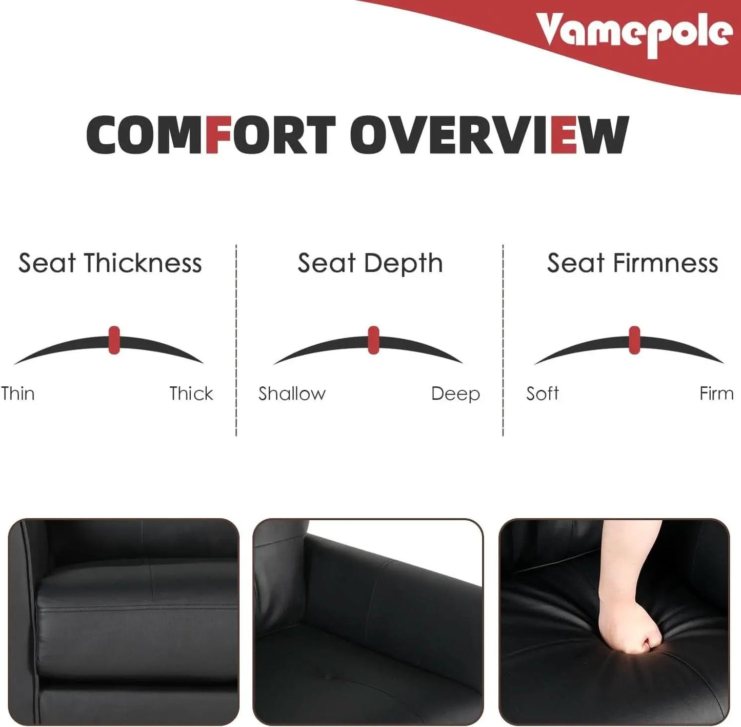 Mid Century Modern Black Loveseat Sofa for Small Spaces from PriceLows™