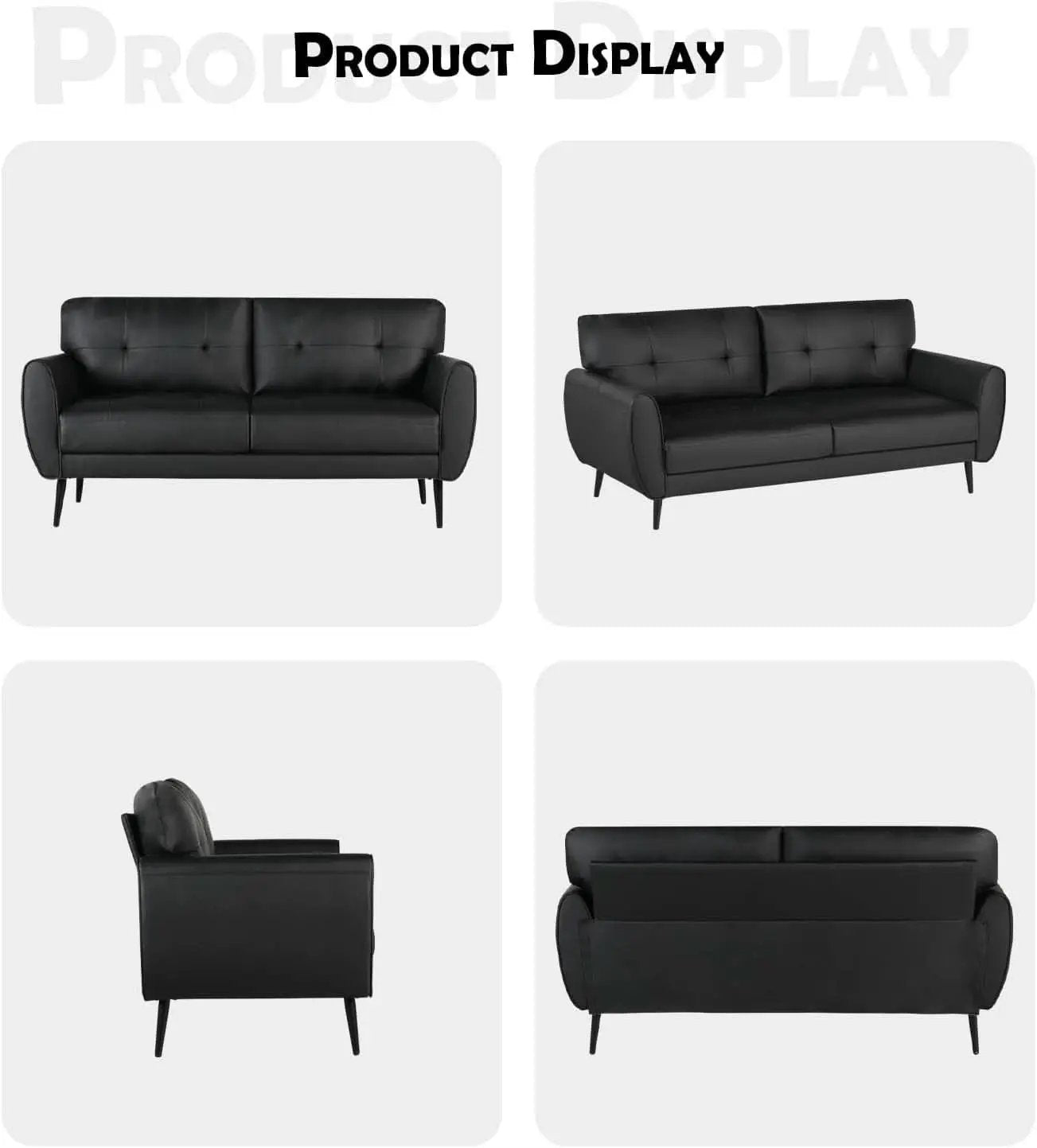 Mid Century Modern Black Loveseat Sofa for Small Spaces from PriceLows™