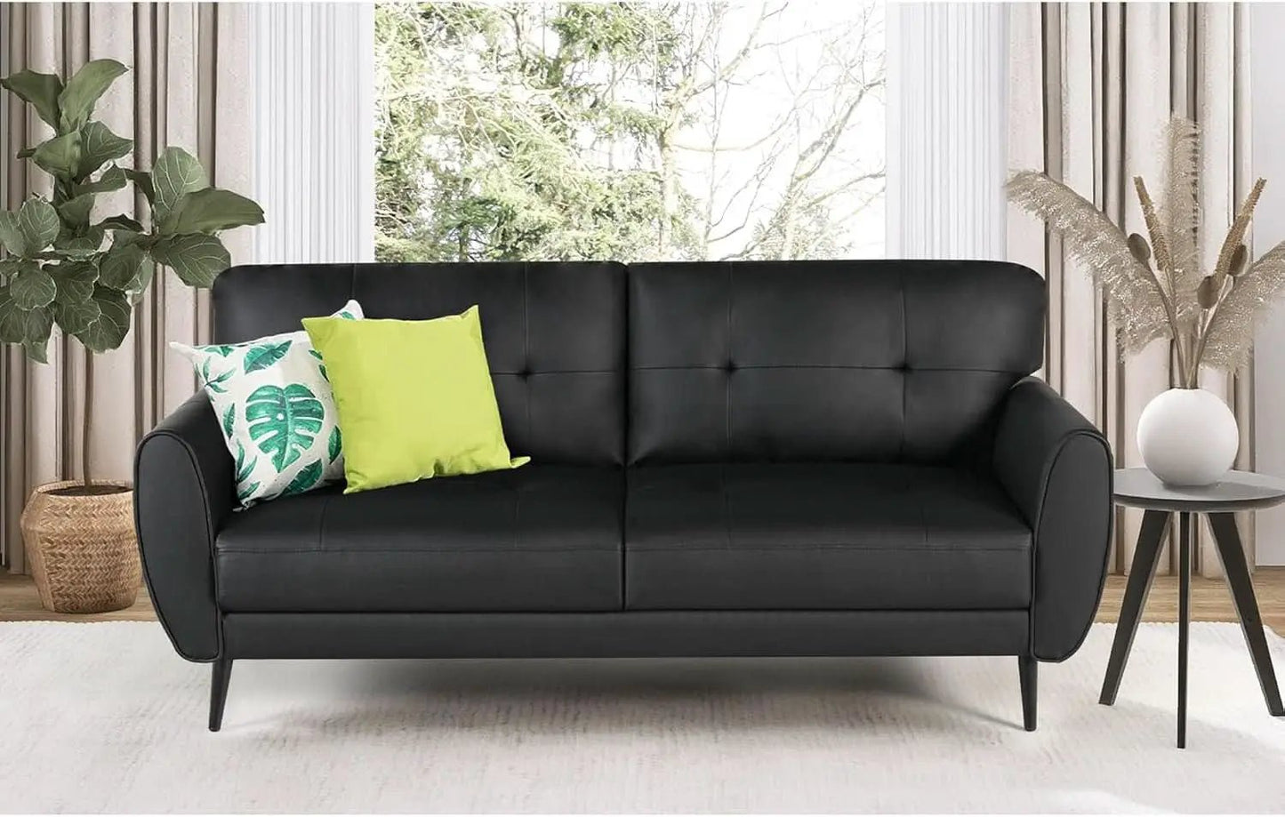 Mid Century Modern Black Loveseat Sofa for Small Spaces from PriceLows™