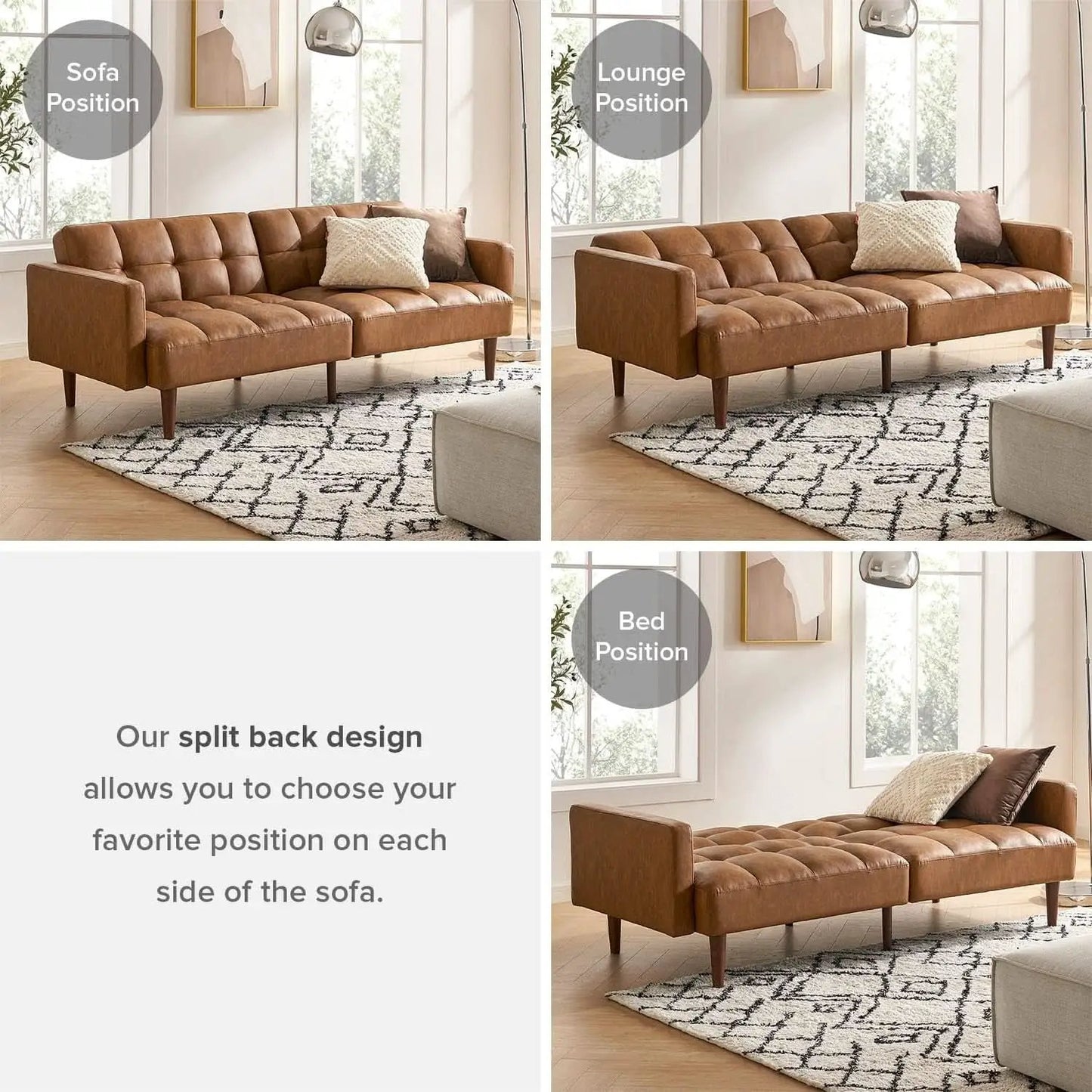 Mid Century Modern Multi Functional Sofa Bed Futon from PriceLows™