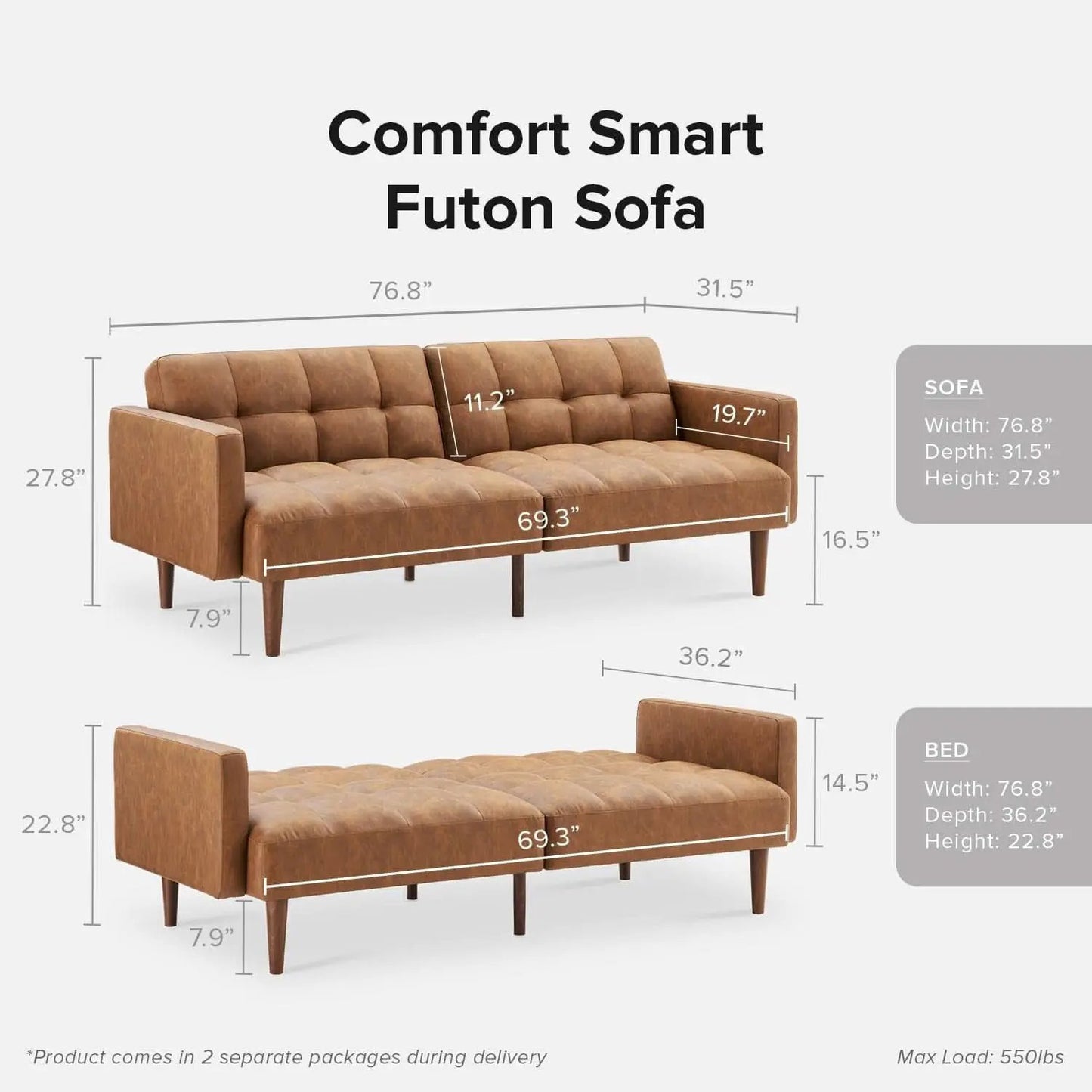 Mid Century Modern Multi Functional Sofa Bed Futon from PriceLows™