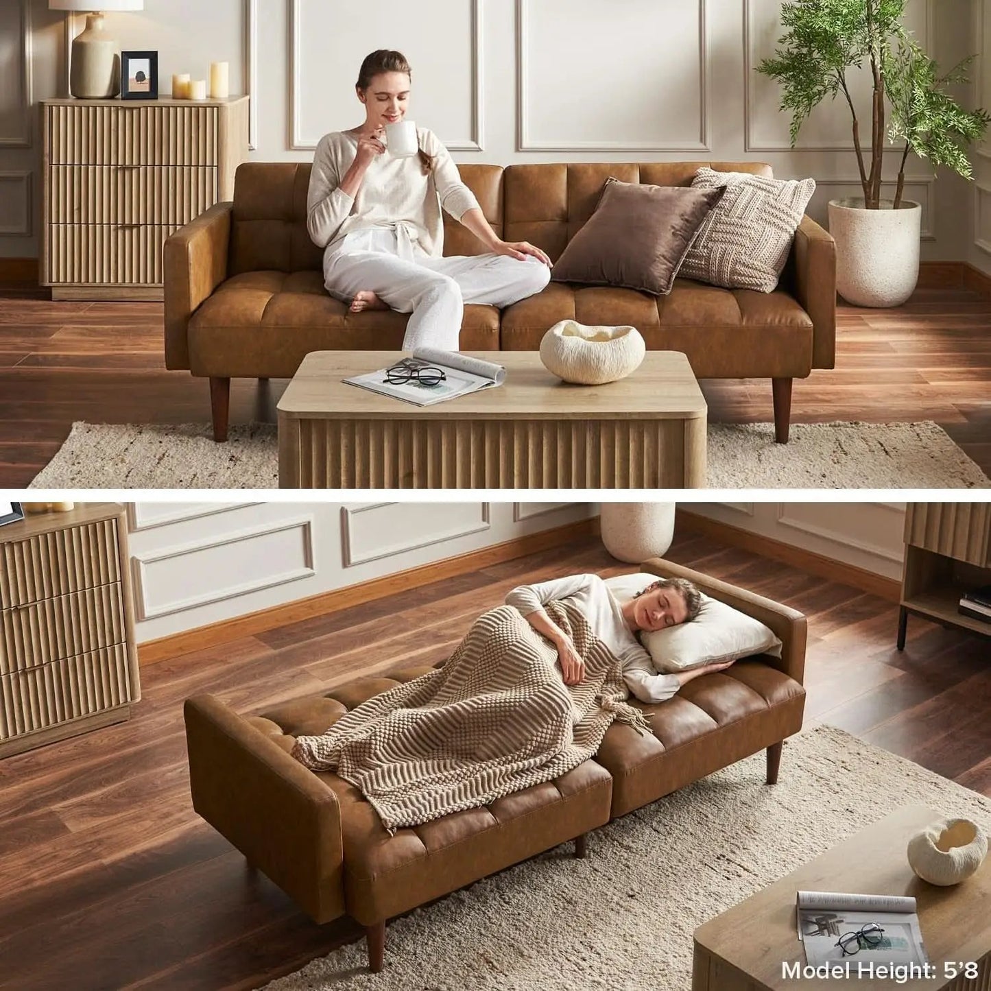 Mid Century Modern Multi Functional Sofa Bed Futon from PriceLows™