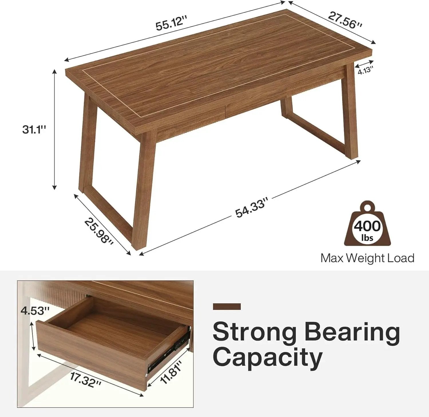 Mid-Century Modern Wooden Desk with Drawer and Stability from PriceLows™