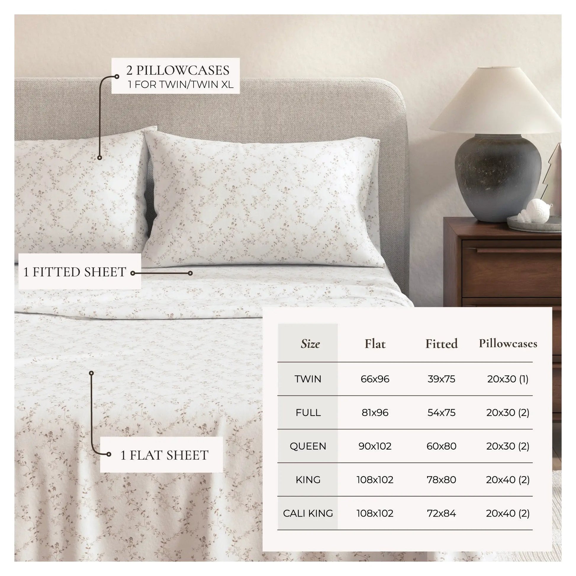 Turkish Cotton Flannel Sheet Set - Winter Floral Collection from PriceLows™