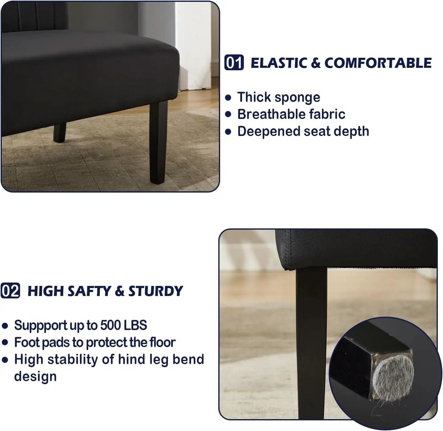 Mini Black Leather Loveseat Sofa with USB Ports from PriceLows™