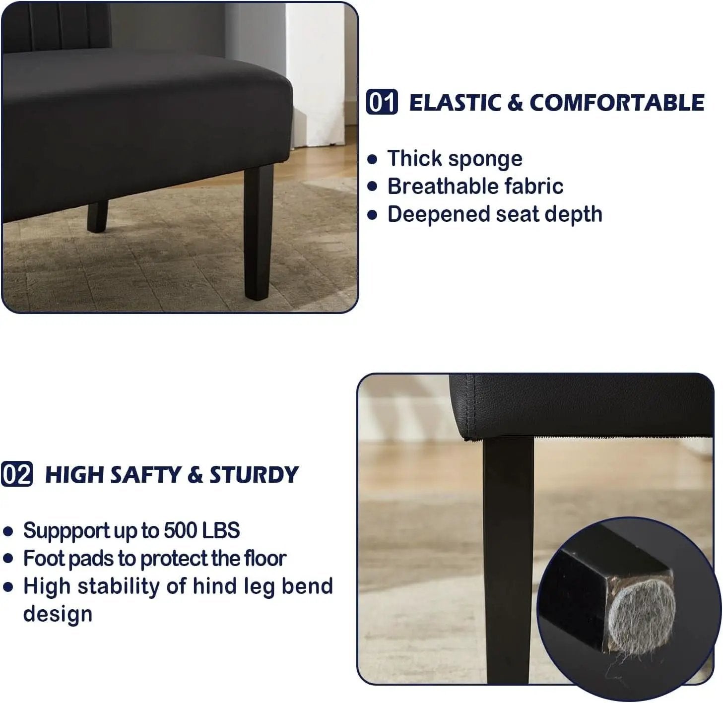 Mini Black Leather Loveseat Sofa with USB Ports from PriceLows™