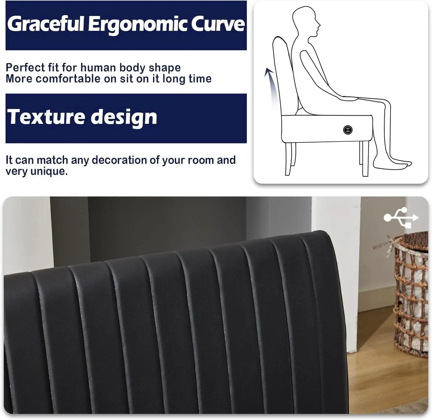 Mini Black Leather Loveseat Sofa with USB Ports from PriceLows™