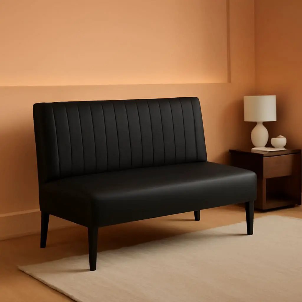 Mini Black Leather Loveseat Sofa with USB Ports from PriceLows™