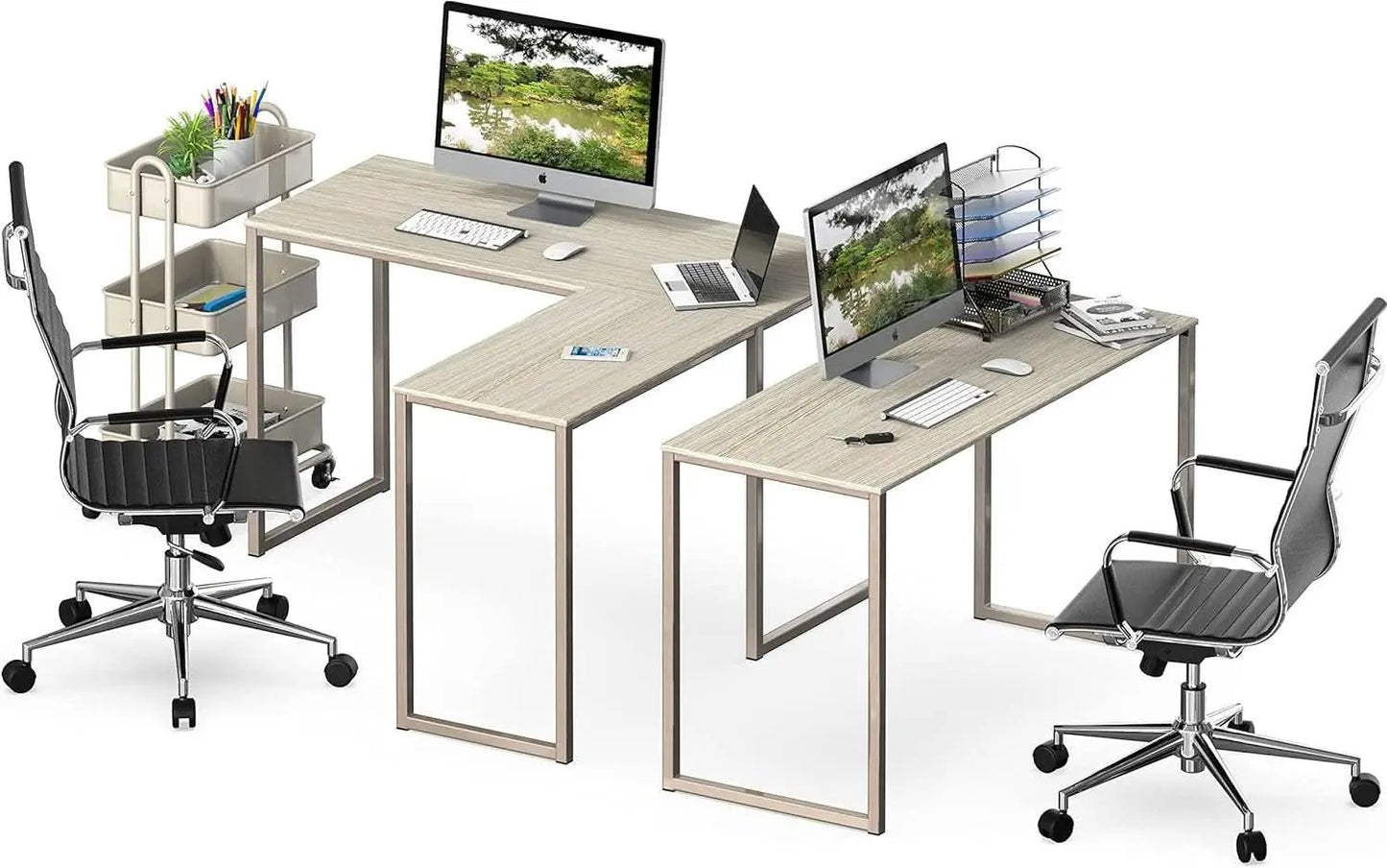 L Shaped Desk 48 X 48 Inches Maple Finish Home Office Desk from PriceLows™
