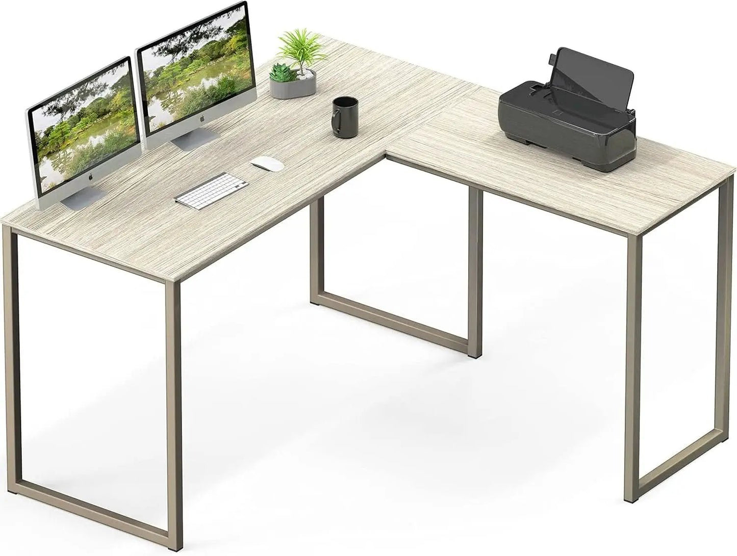 L Shaped Desk 48 X 48 Inches Maple Finish Home Office Desk from PriceLows™