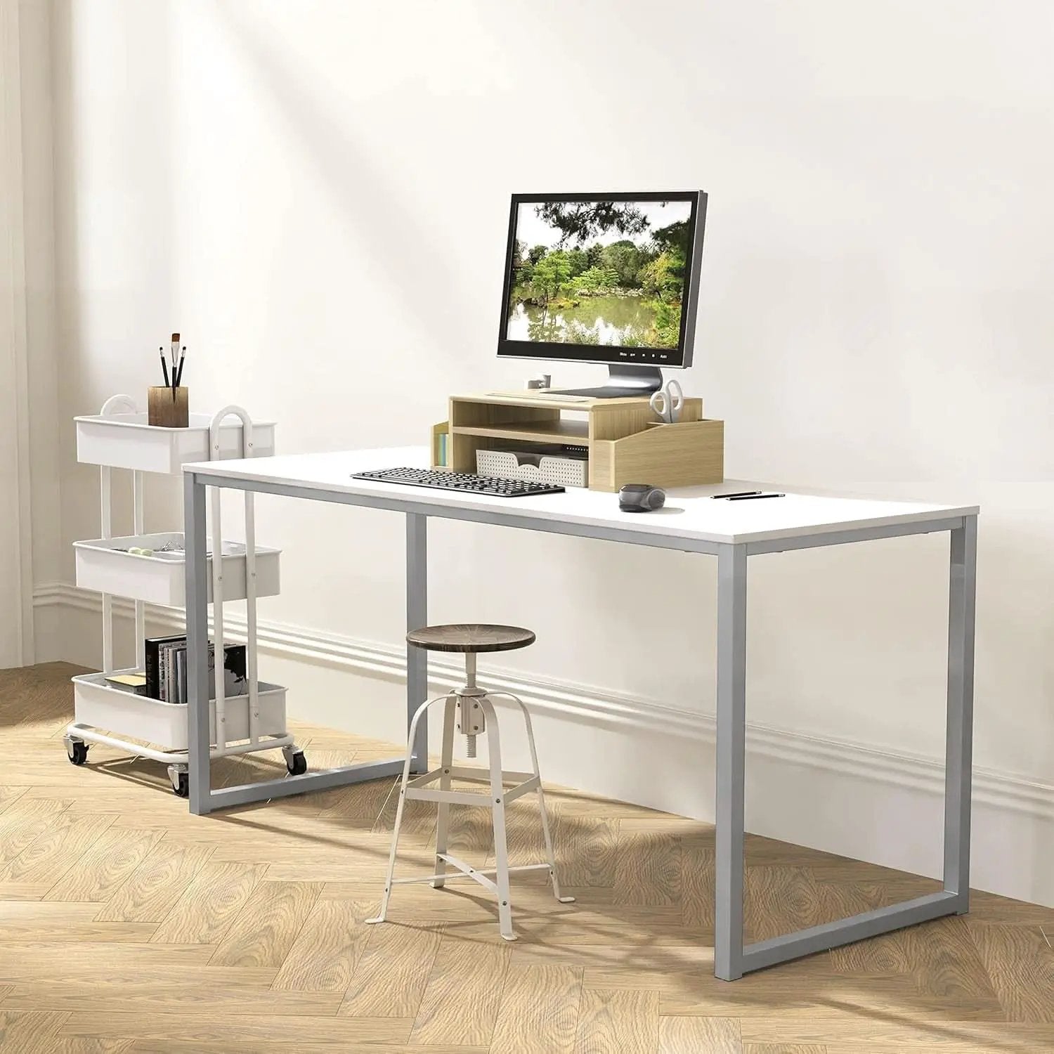 Mission Style 48 Inch White Computer Desk Home Office from PriceLows™