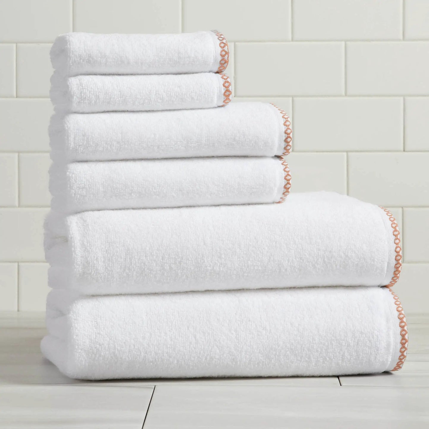 Cotton Border-Stitched 6-Piece Towel Set - Valery Collection from PriceLows™