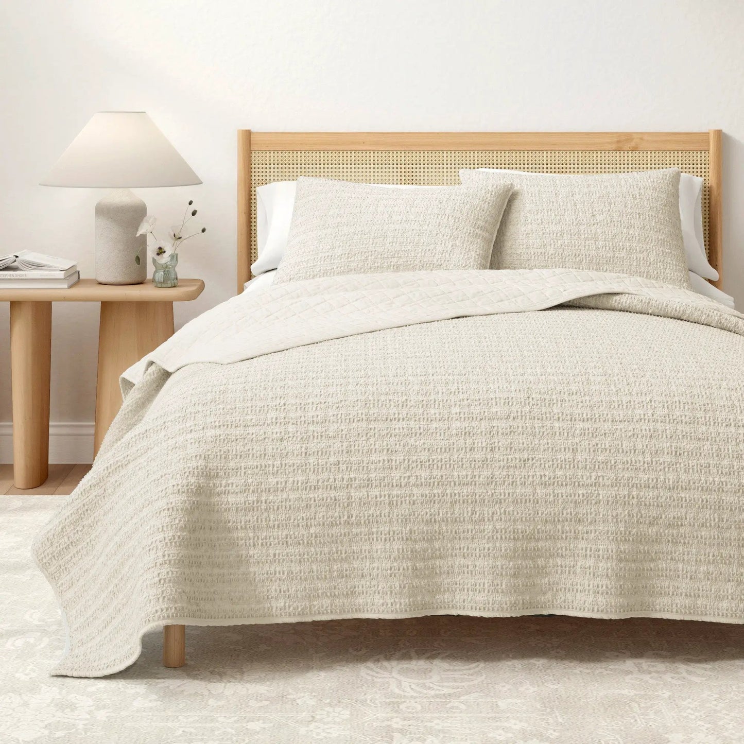 100% Cotton Honeycomb Waffle Garment Washed Quilt Set - Genevieve Collection from PriceLows™