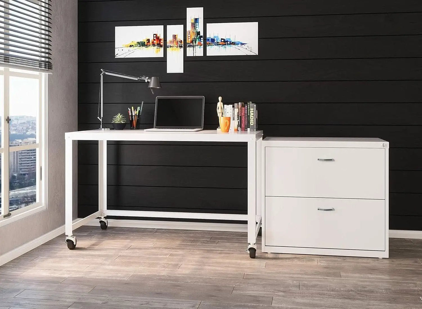 Mobile Metal Desk Workstation with Wheels and Durability from PriceLows™