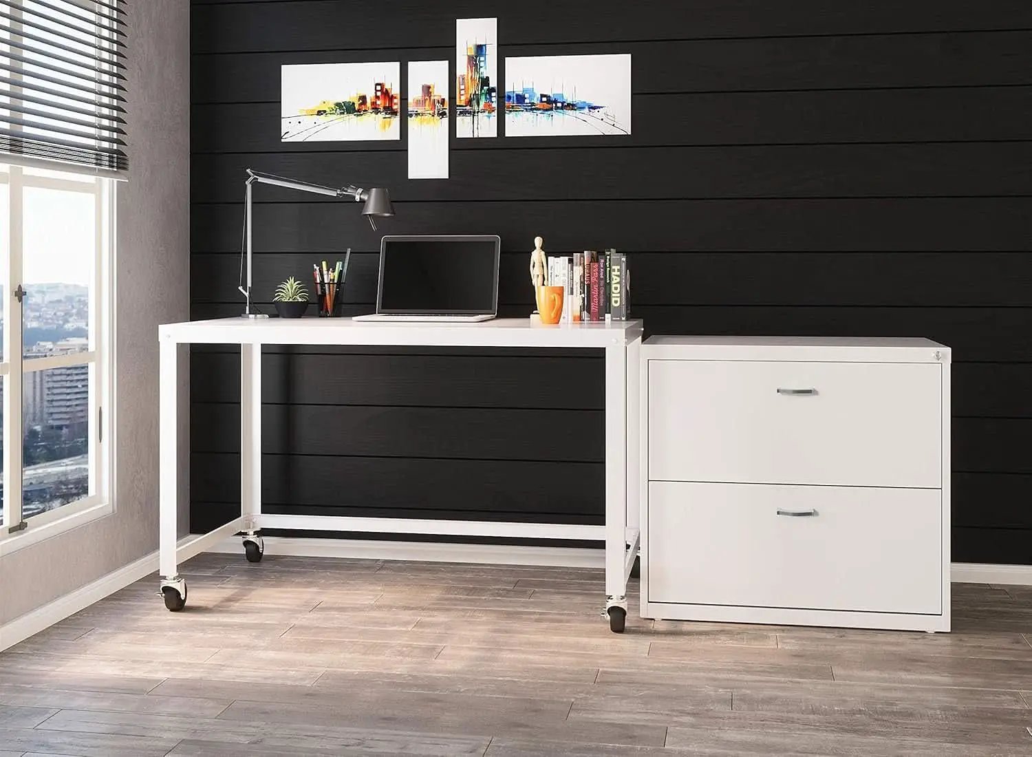 Mobile Metal Desk Workstation with Wheels and Durability from PriceLows™