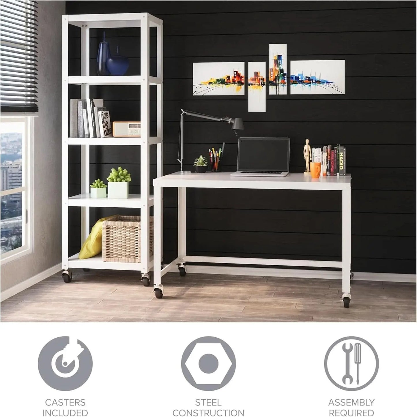 Mobile Metal Desk Workstation with Wheels and Durability from PriceLows™