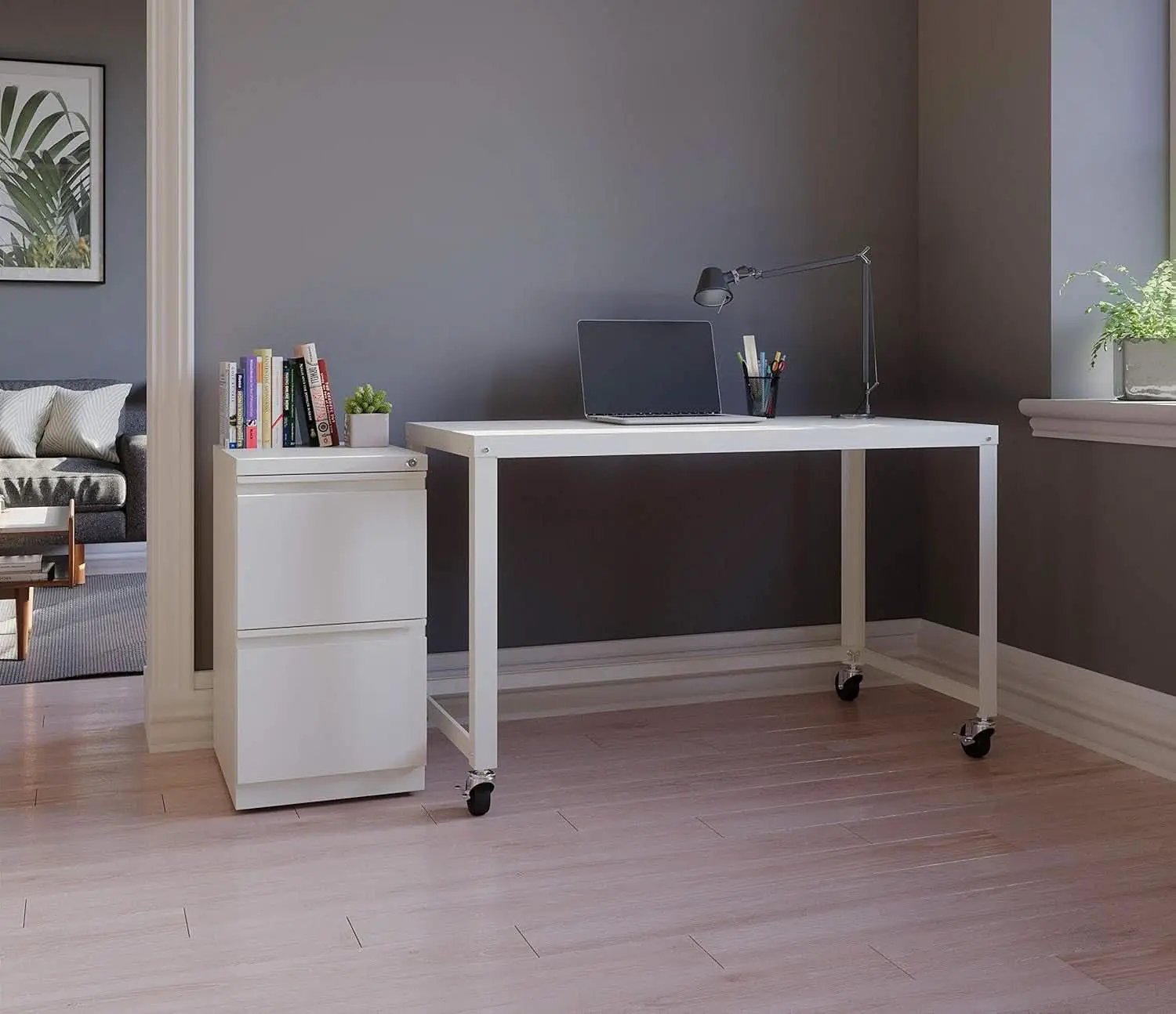 Mobile Metal Desk Workstation with Wheels and Durability from PriceLows™