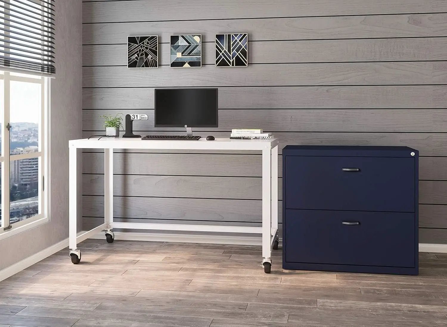 Mobile Metal Desk Workstation with Wheels and Durability from PriceLows™