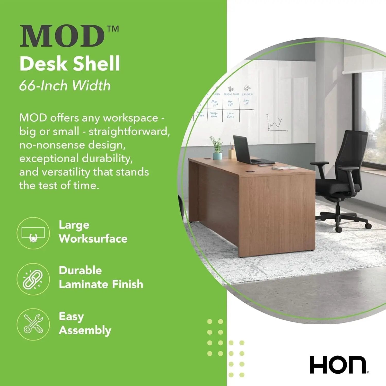 Executive Desk 66 Inch With Cord Management Walnut Laminate from PriceLows™
