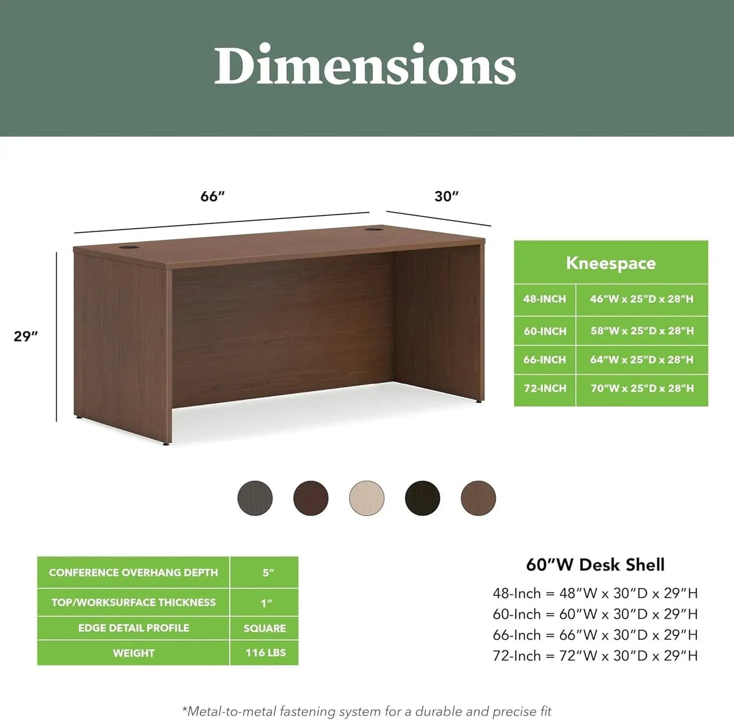 Executive Desk 66 Inch With Cord Management Walnut Laminate from PriceLows™