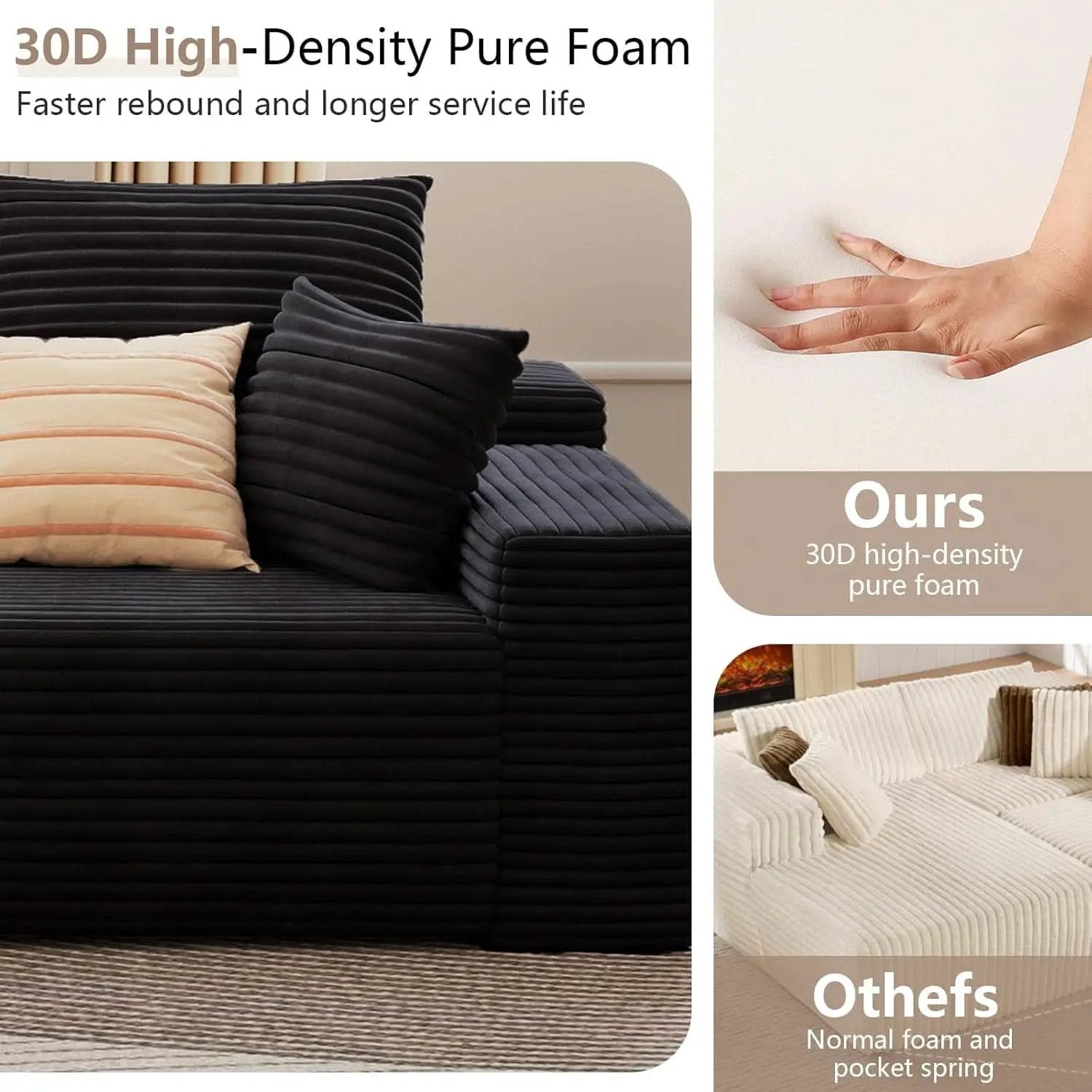 Modern 107 Inch Cloud Sectional Couch with Chaise from PriceLows™