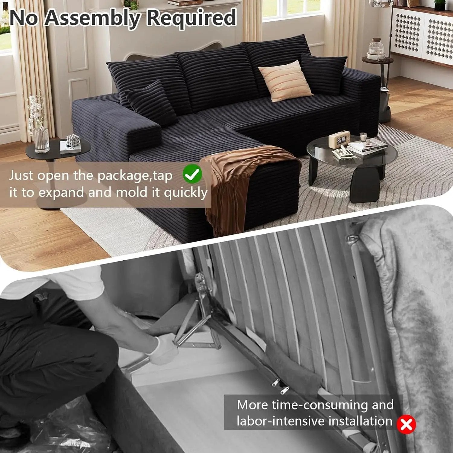 Modern 107 Inch Cloud Sectional Couch with Chaise from PriceLows™