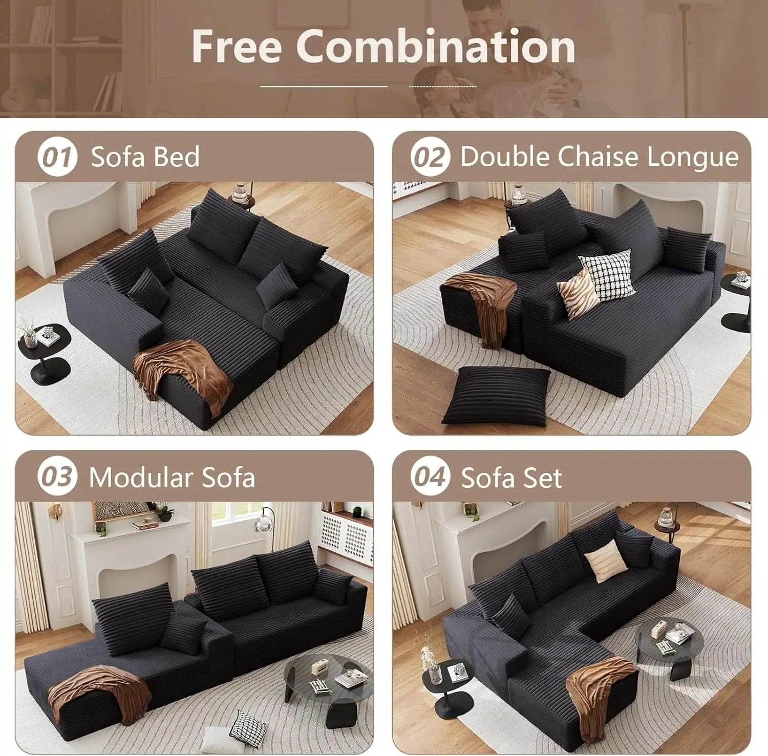 Modern 107 Inch Cloud Sectional Couch with Chaise from PriceLows™