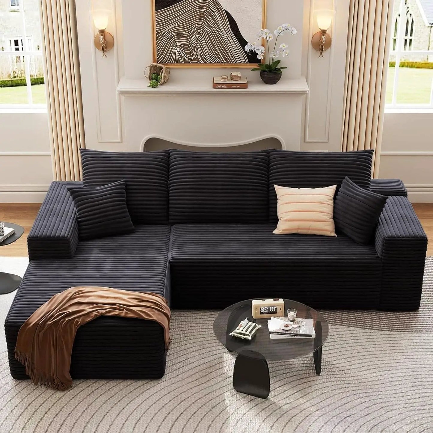 Modern 107 Inch Cloud Sectional Couch with Chaise from PriceLows™