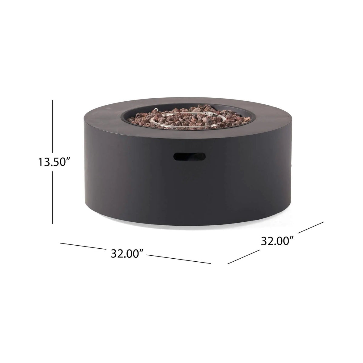 Round Propane Fire Pit | 32 Inch Iron | 40K BTU Output | No Assembly Required