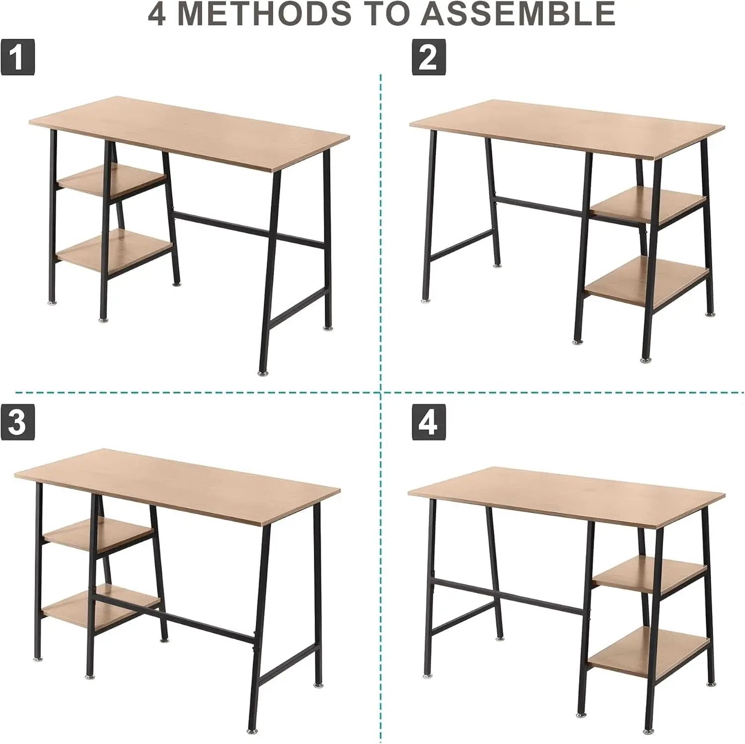 Modern 43 Inch Computer Desk with Adjustable Storage Shelves from PriceLows™