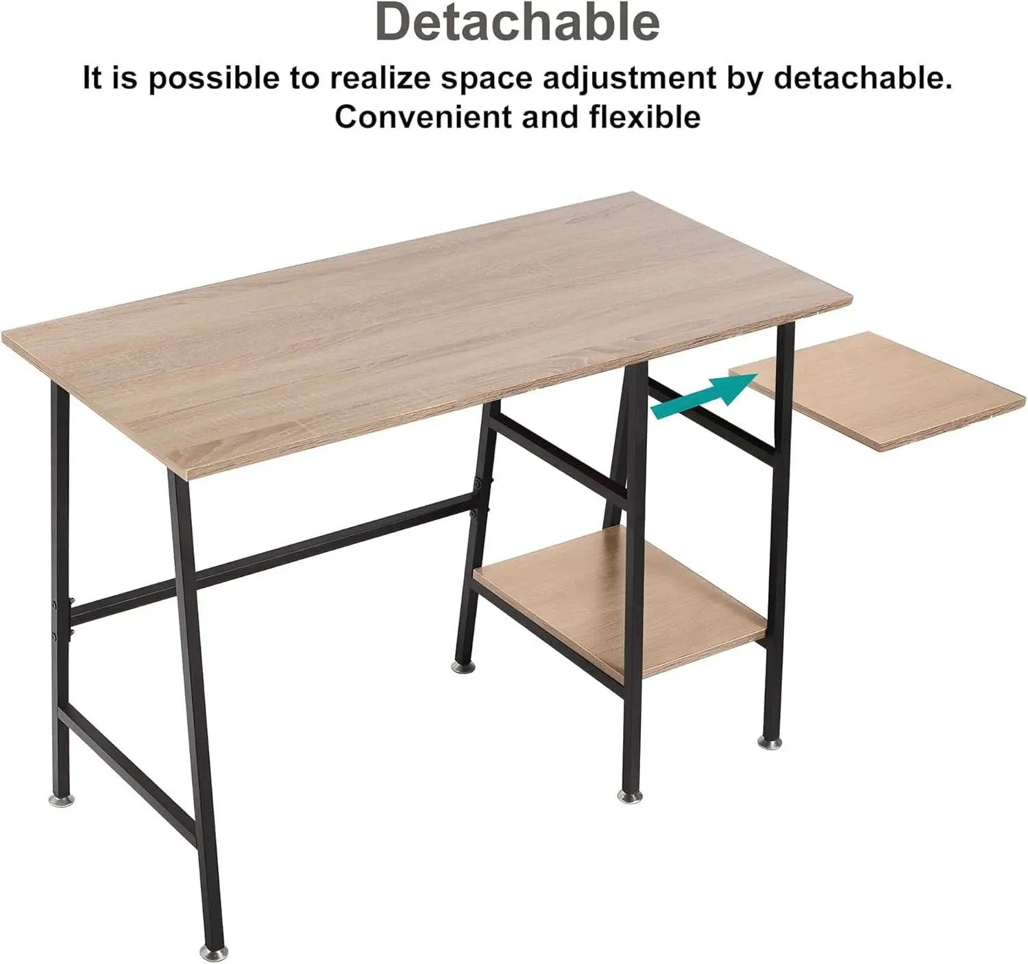 Modern 43 Inch Computer Desk with Adjustable Storage Shelves from PriceLows™