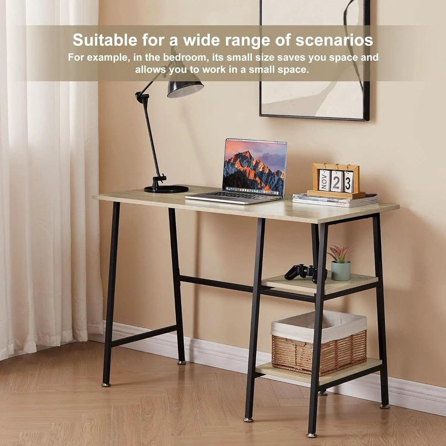 Modern 43 Inch Computer Desk with Adjustable Storage Shelves from PriceLows™