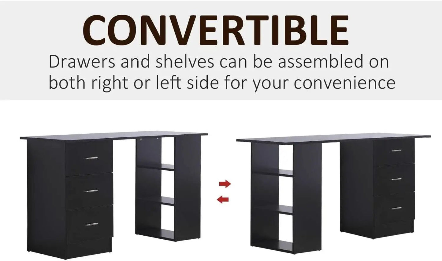 Modern 47 Inch Computer Desk With Storage Shelves from PriceLows™