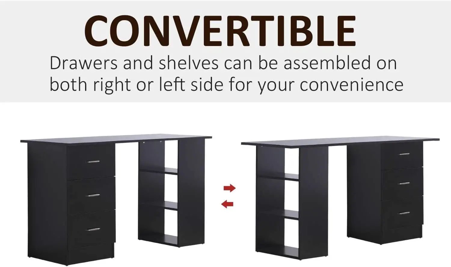Modern 47 Inch Computer Desk With Storage Shelves from PriceLows™