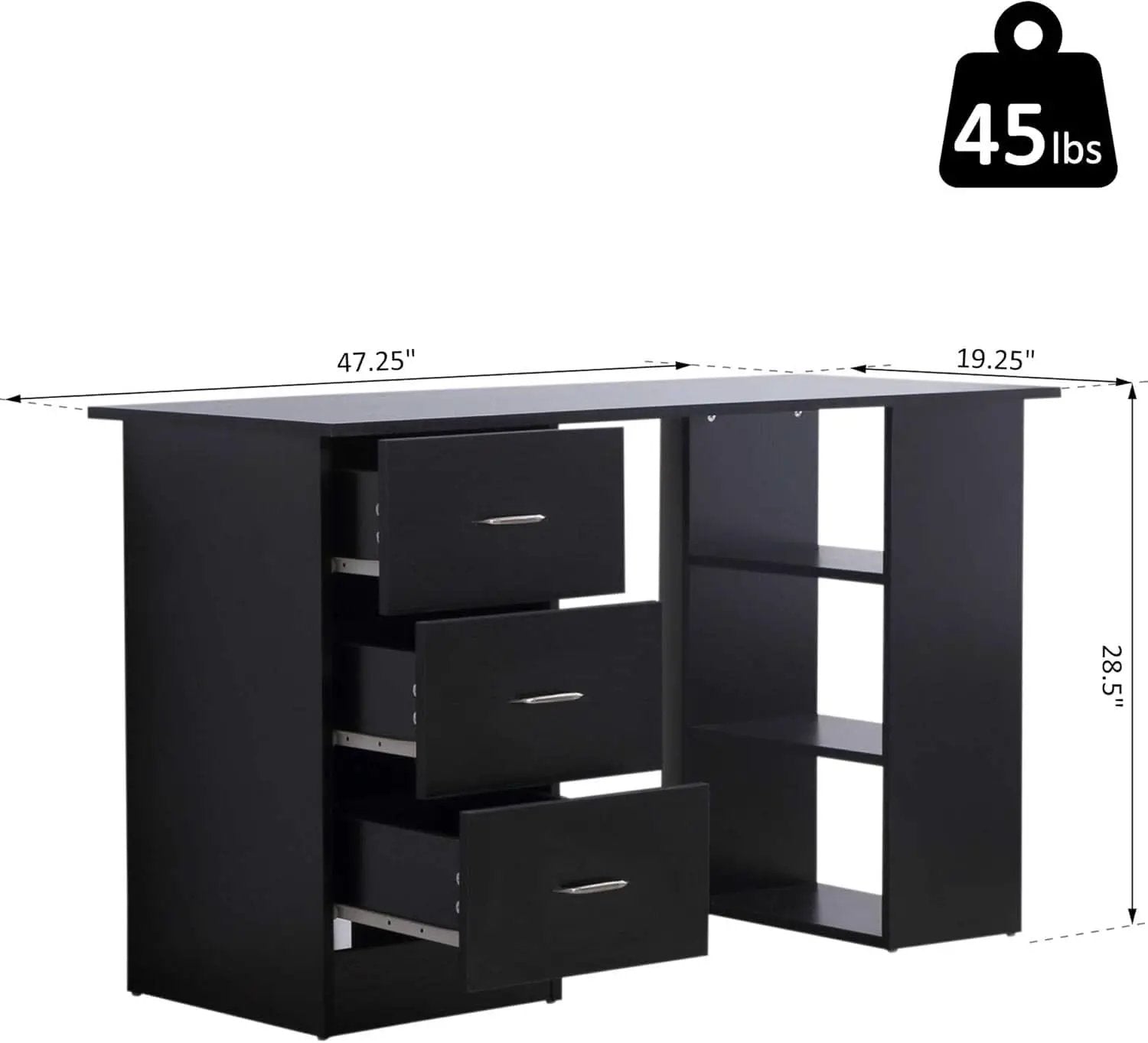 Modern 47 Inch Computer Desk With Storage Shelves from PriceLows™