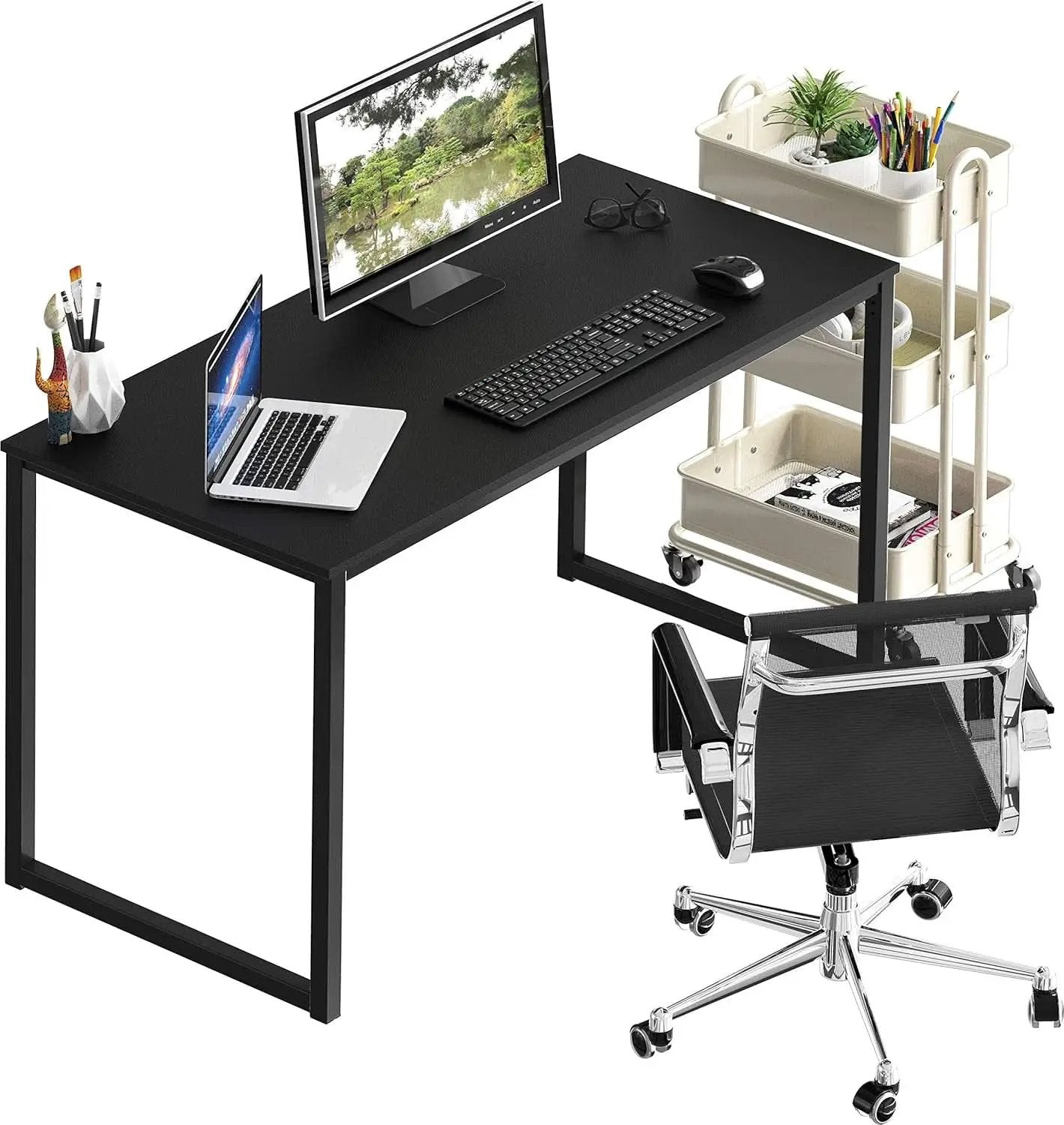 Modern 48 Inch Black Computer Desk for Home Office from PriceLows™