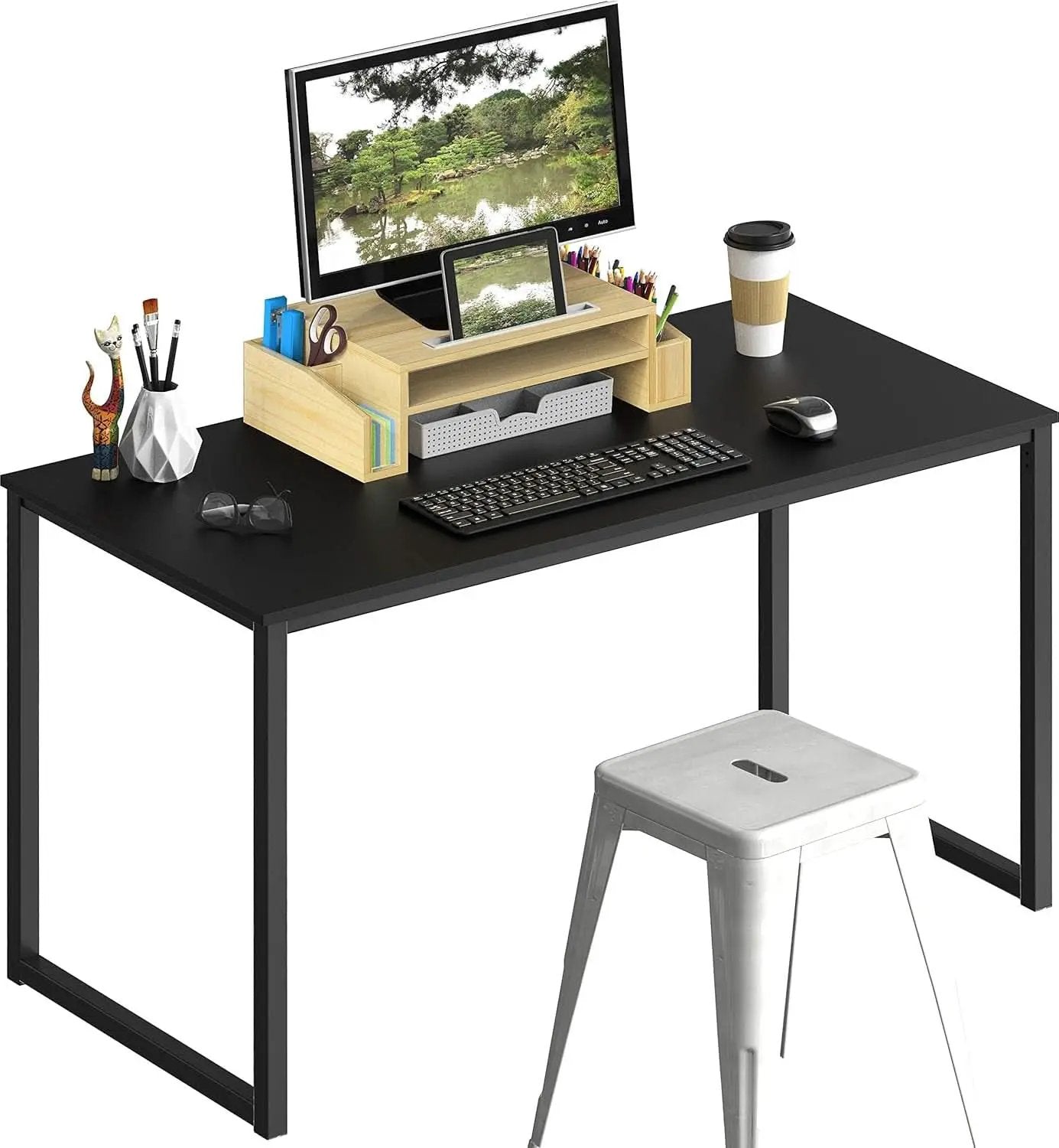 Modern 48 Inch Black Computer Desk for Home Office from PriceLows™