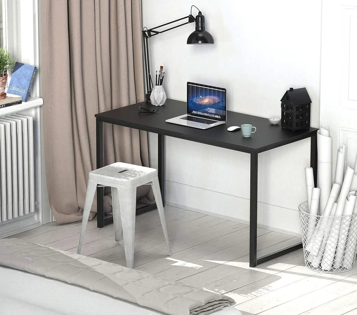 Modern 48 Inch Black Computer Desk for Home Office from PriceLows™