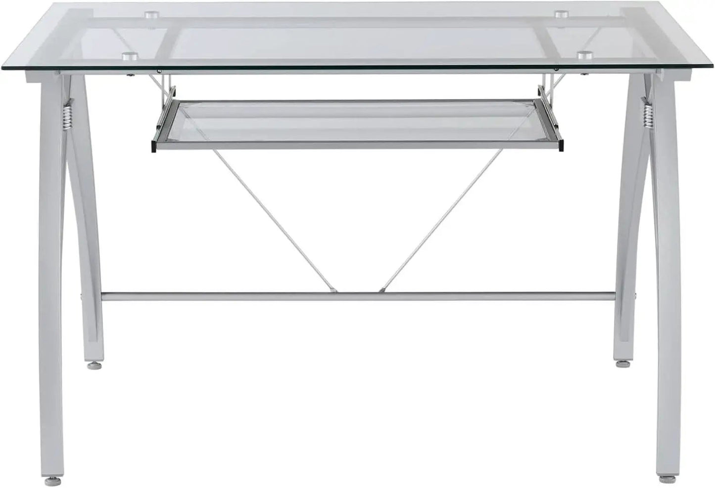 Modern 48 Inch Glass Computer Desk With Metal Frame from PriceLows™
