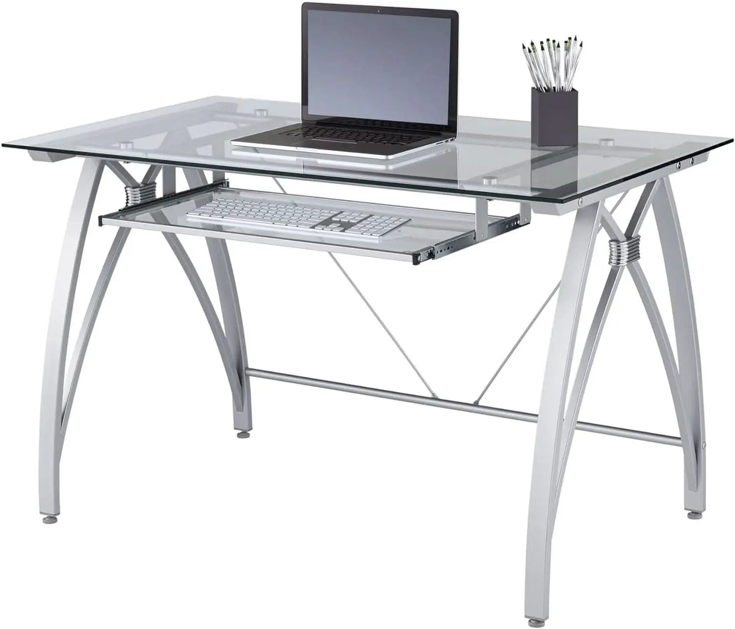 Modern 48 Inch Glass Computer Desk With Metal Frame from PriceLows™