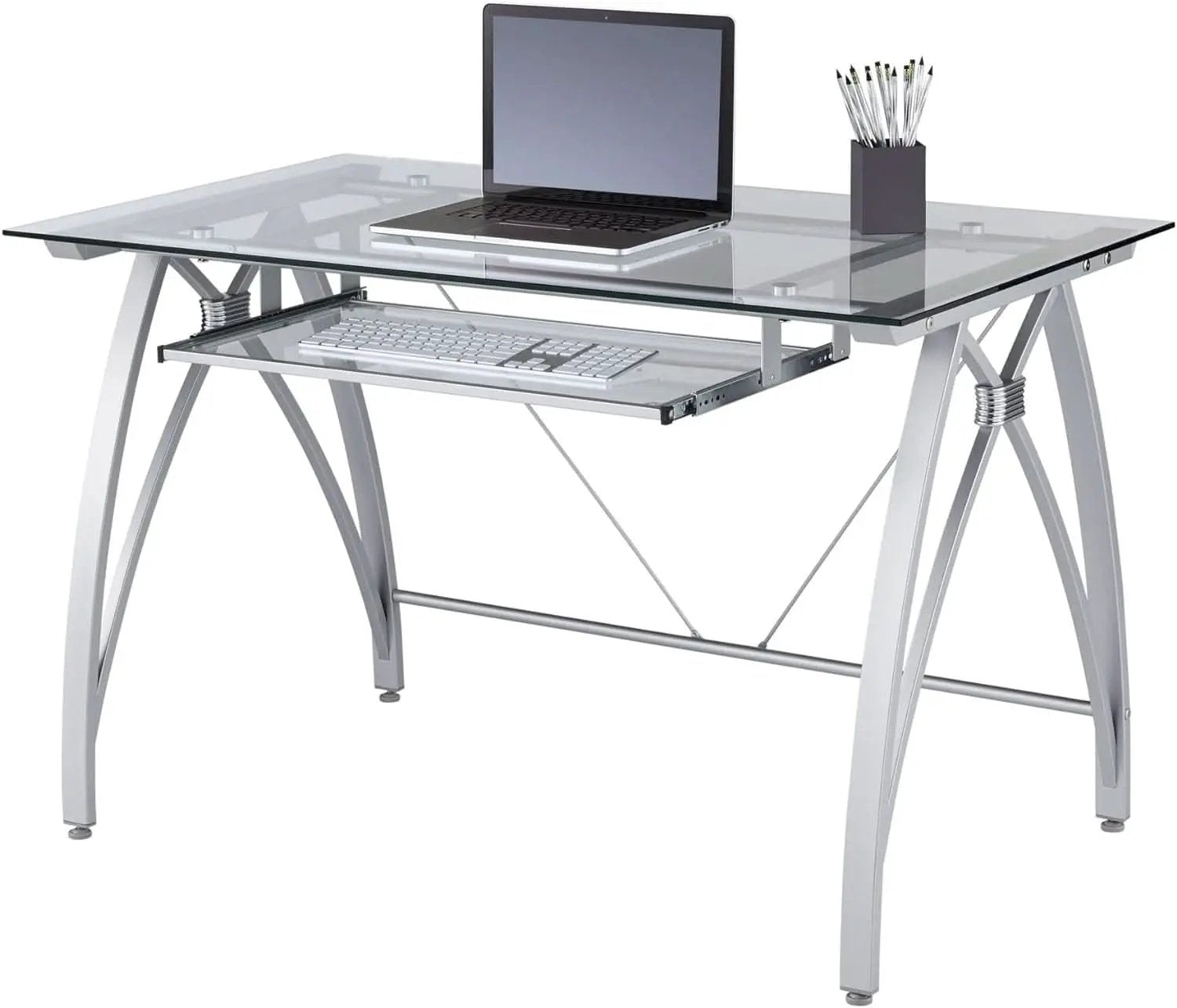 Modern 48 Inch Glass Computer Desk With Metal Frame from PriceLows™