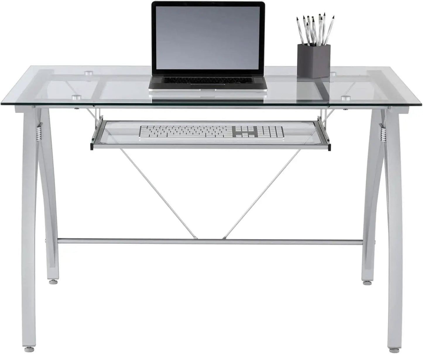 Modern 48 Inch Glass Computer Desk With Metal Frame from PriceLows™