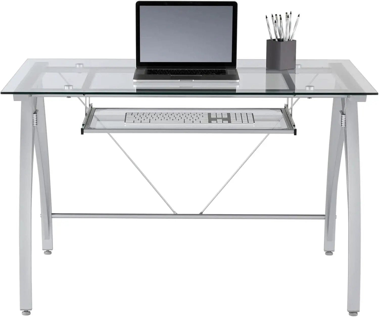 Modern 48 Inch Glass Computer Desk With Metal Frame from PriceLows™