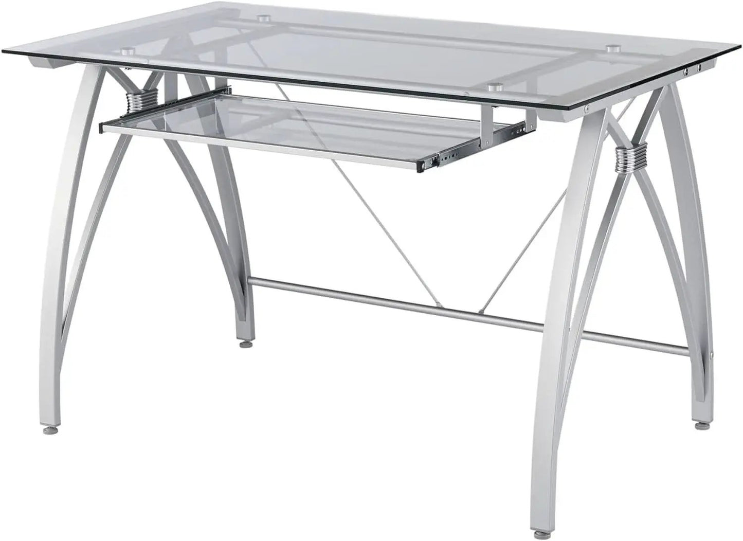 Modern 48 Inch Glass Computer Desk With Metal Frame from PriceLows™