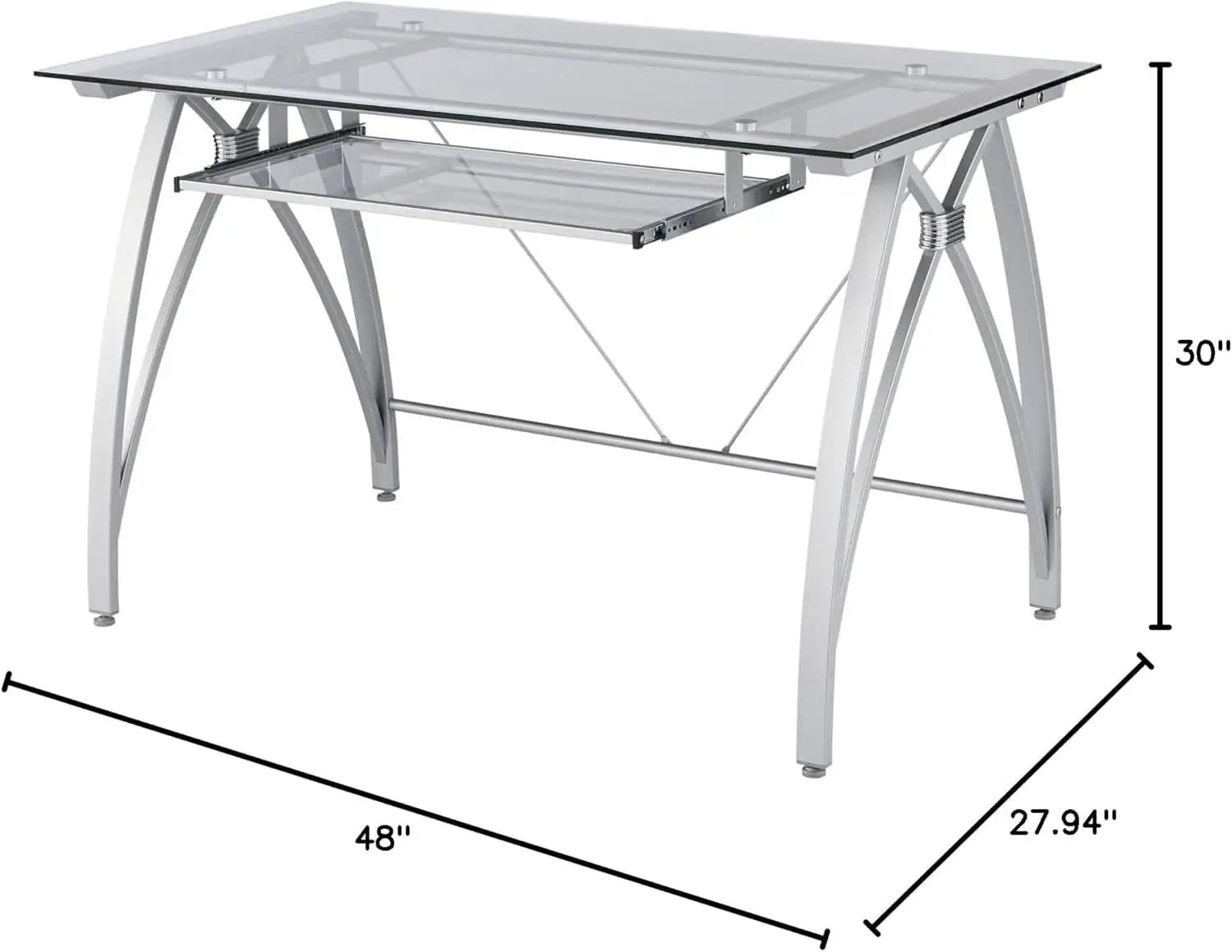 Modern 48 Inch Glass Computer Desk With Metal Frame from PriceLows™