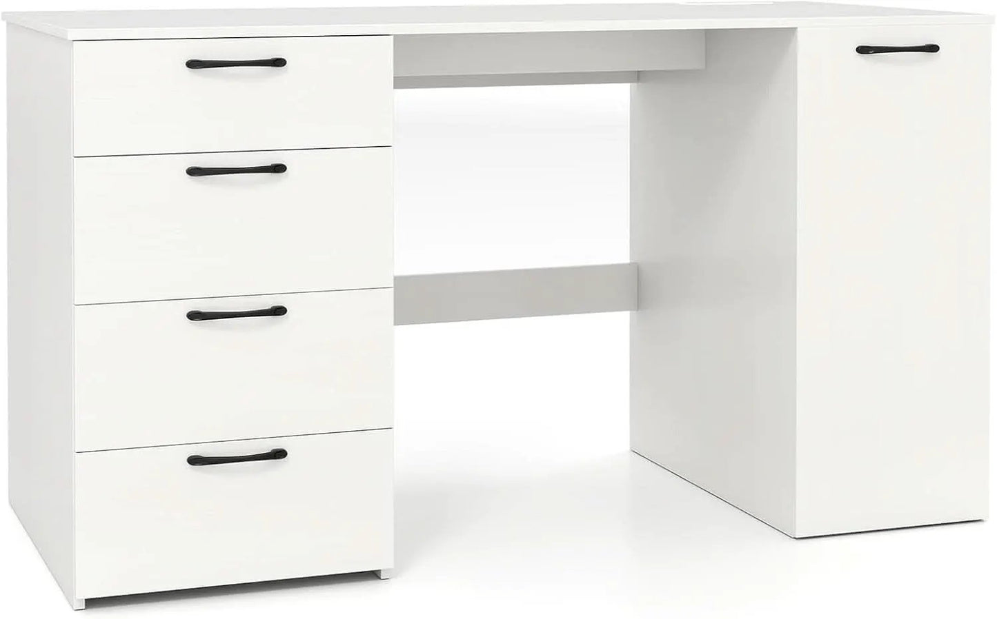 Modern 53 Inch White Computer Desk with Charging Station from PriceLows™