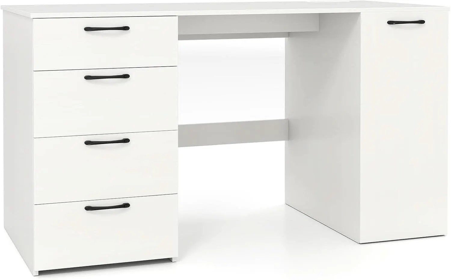 Modern 53 Inch White Computer Desk with Charging Station from PriceLows™