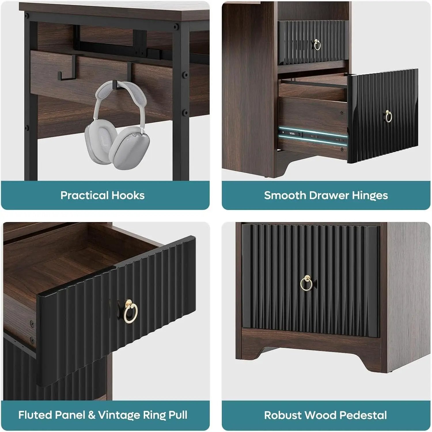 Modern 55 Inch Computer Desk with Storage and Tray from PriceLows™