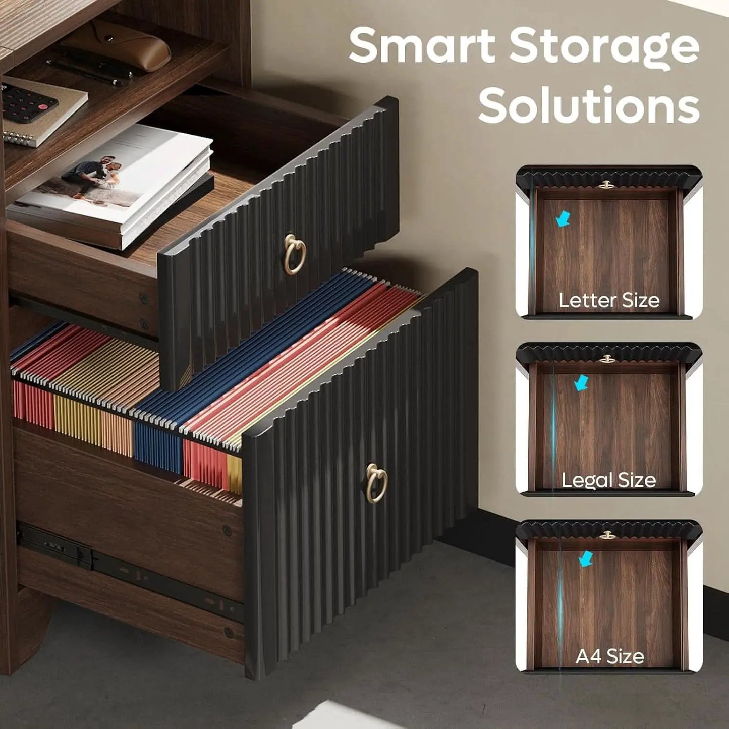Modern 55 Inch Computer Desk with Storage and Tray from PriceLows™