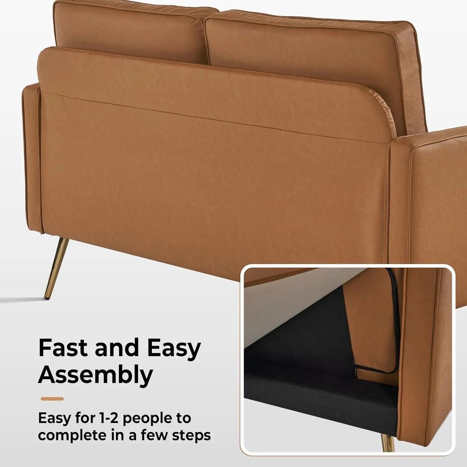 Modern 56 Inch PU Leather Loveseat for Small Spaces from PriceLows™